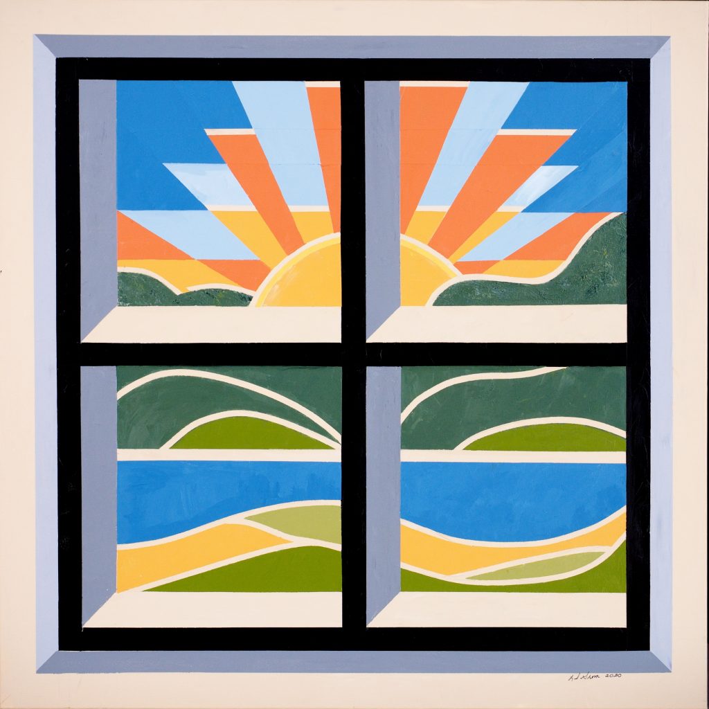 Attic Window quilt block painting is an example of Linda S. Groms's art work.